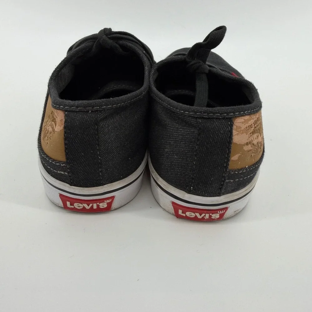 Levi's Low Top Sneaker Mens 9 Black Denim Canvas Lace Up Casual 51764240A